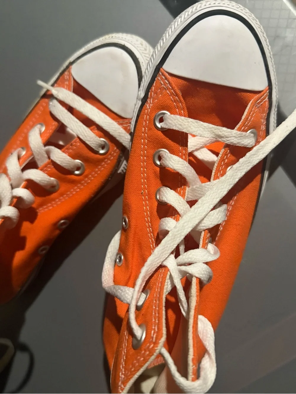 Converse Kids Orange Canvas Low-Top Sneakers with White Accents